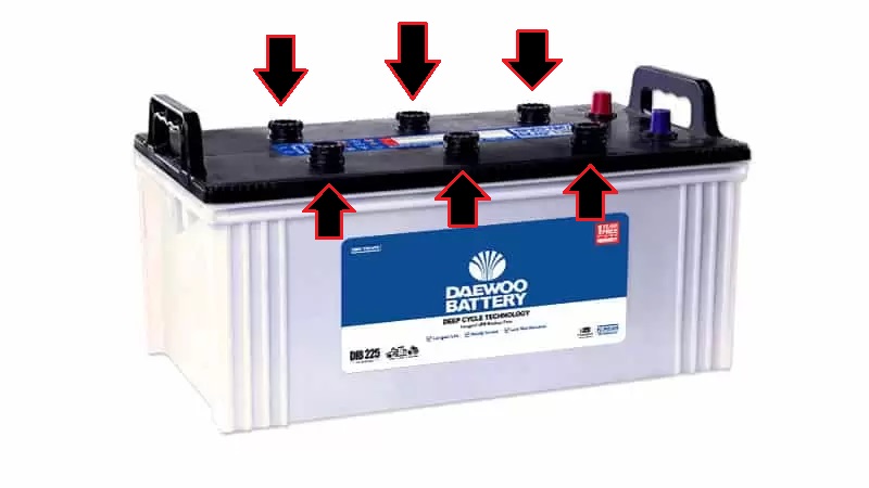 Removing caps on Daewoo Deep cycle battery for water refilling 