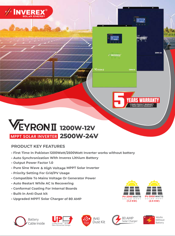 Inverex Veyron 2500 Watt MPPT Solar Charger Inverter