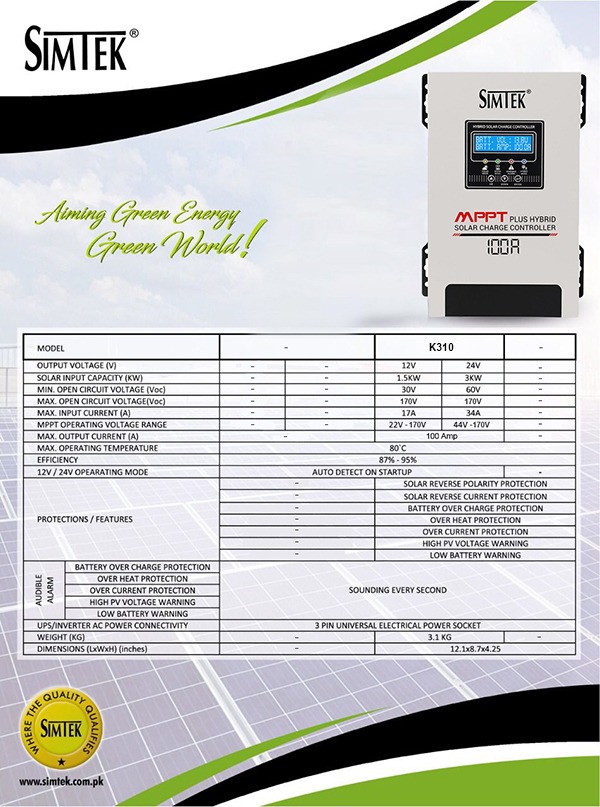 Simtek 100 Ampere Charge Controller Datasheet